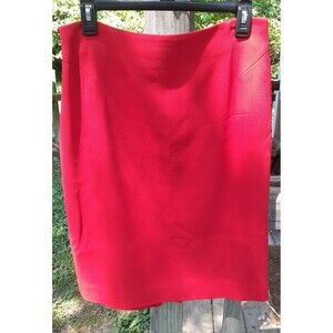 Dana Buchman Red Wool Skirt A-Line Knee Length Lined SZ 12 Back Slit Zip Career